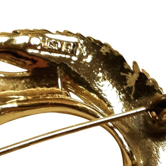 Vintage Silver-Tone Swirl Leaf Brooch Pin Textured Finish 1.75" USA-Made Elegant - Picture 5 of 6